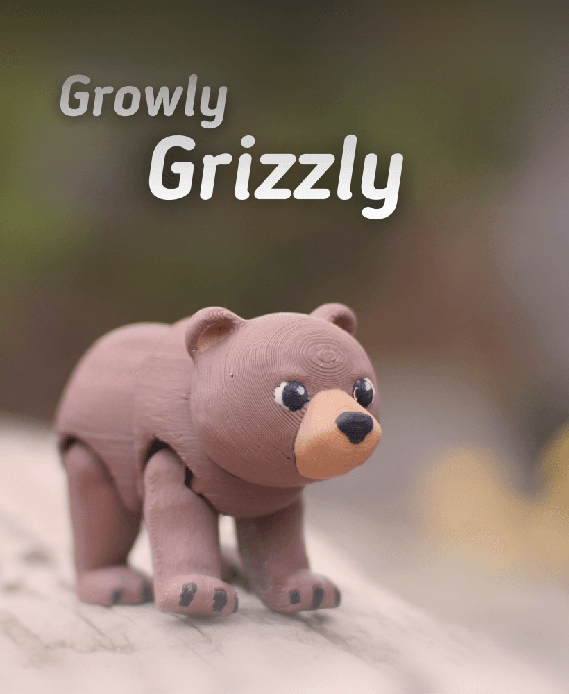 Growly Grizzly - Articulated Fidget Grizzly Bear - Ludo animal 3d model