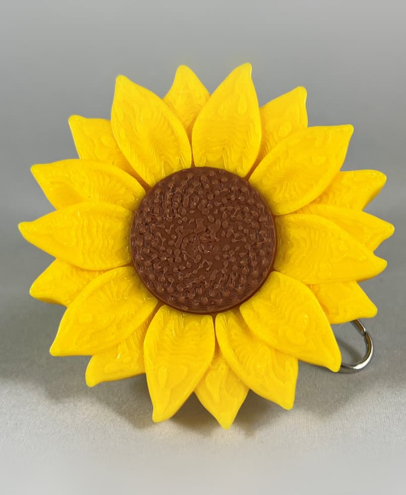 Sunflower Clicker / Sunflower Keychain / Fidget - No AMS - Commercial License Included 3d model