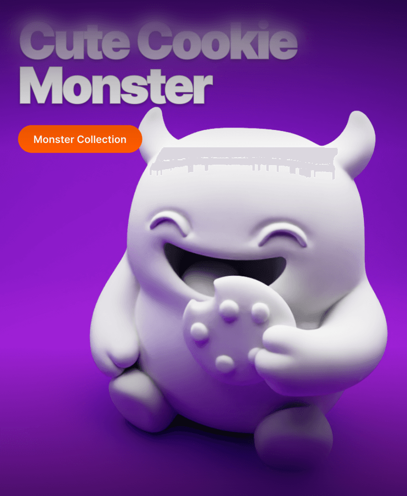 Cookie Monster – Cute 3D Printable Sitting Character 3d model