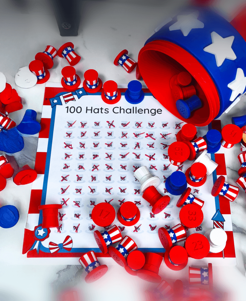 The 100 Hidden Uncle Sam Hats 4th July Game + PDF 3d model