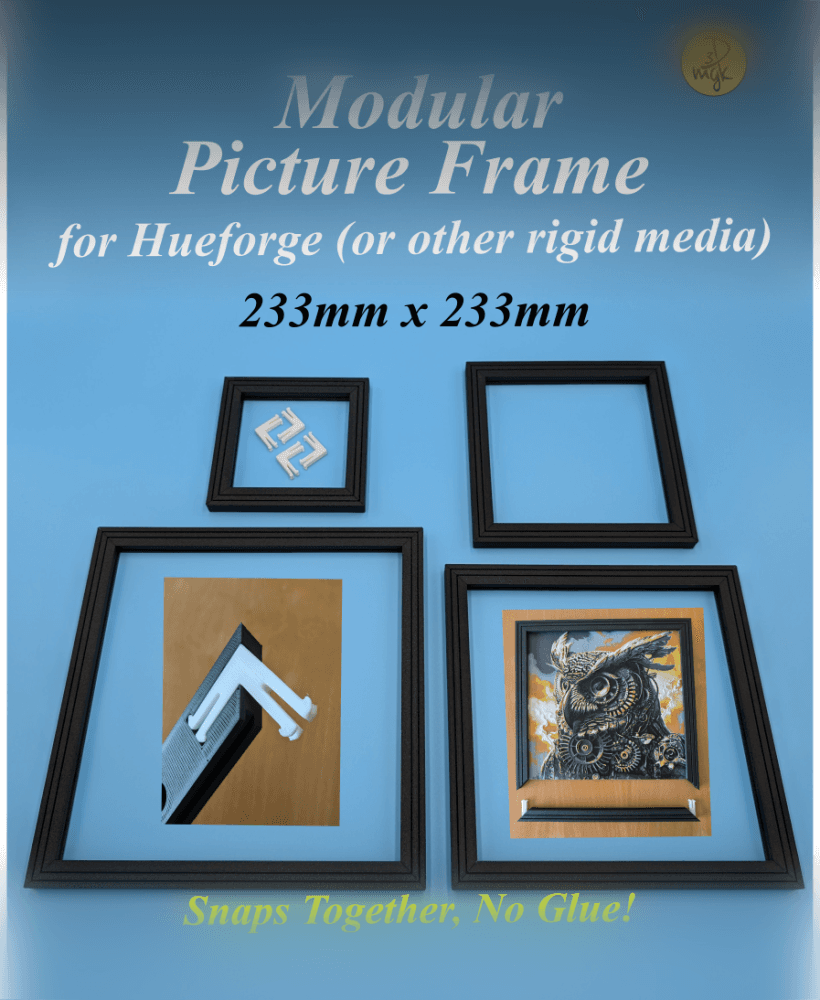 233 x 233mm Modular Picture Frame for Hueforge - TWIN SLOT 3d model