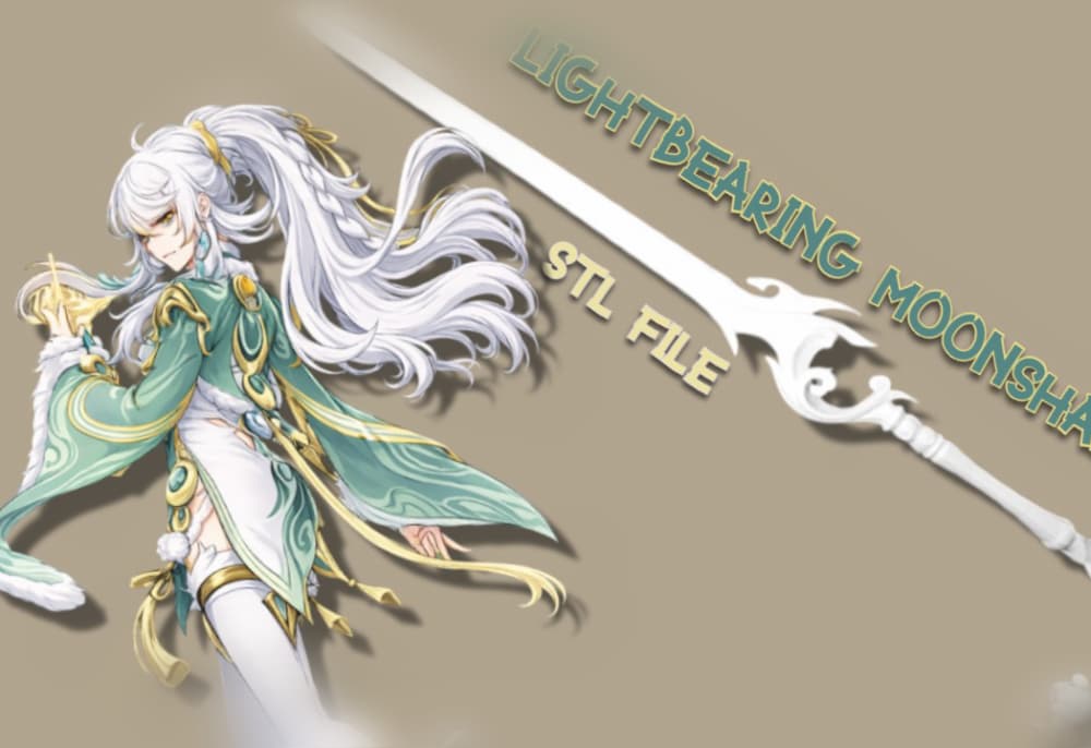 Genshin Impact Lightbearing Moonshard STL • 3D Printable Sword File • Zabai Cosplay 3d model