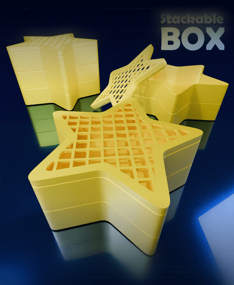 Star Shaped Stackable Christmas Box 3d model
