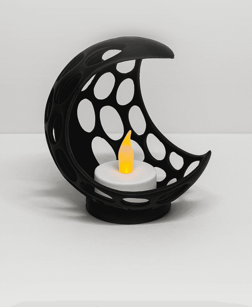 ABSTRACT HALFMOON WITH LED TEALIGHT / VORONOI / DESIGNER LED TEALIGHT / LIGHTNING / GOTHIC 3d model