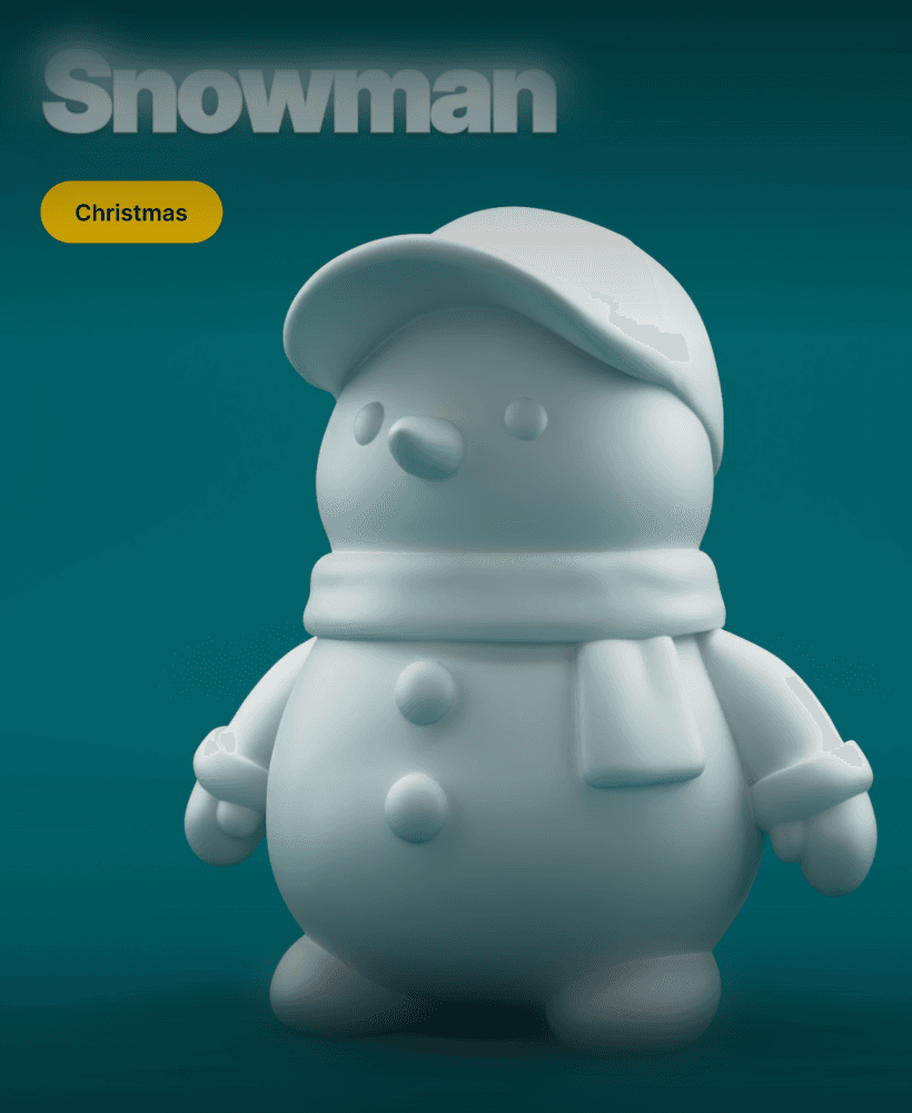 Minimalist Snowman with Baseball Cap – Cute Christmas 3D Printable Figurine 3d model