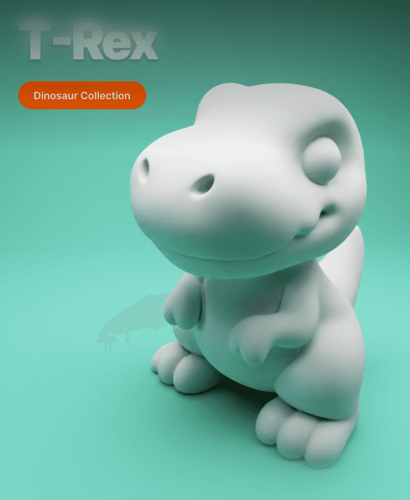 T-Rex – Cute Pastel Minimalist Dinosaur for 3D Printing 3d model