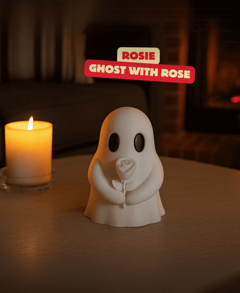 GHOST WITH ROSE - ROSIE / HALLOWEENDECOR / MINIATURE 3d model