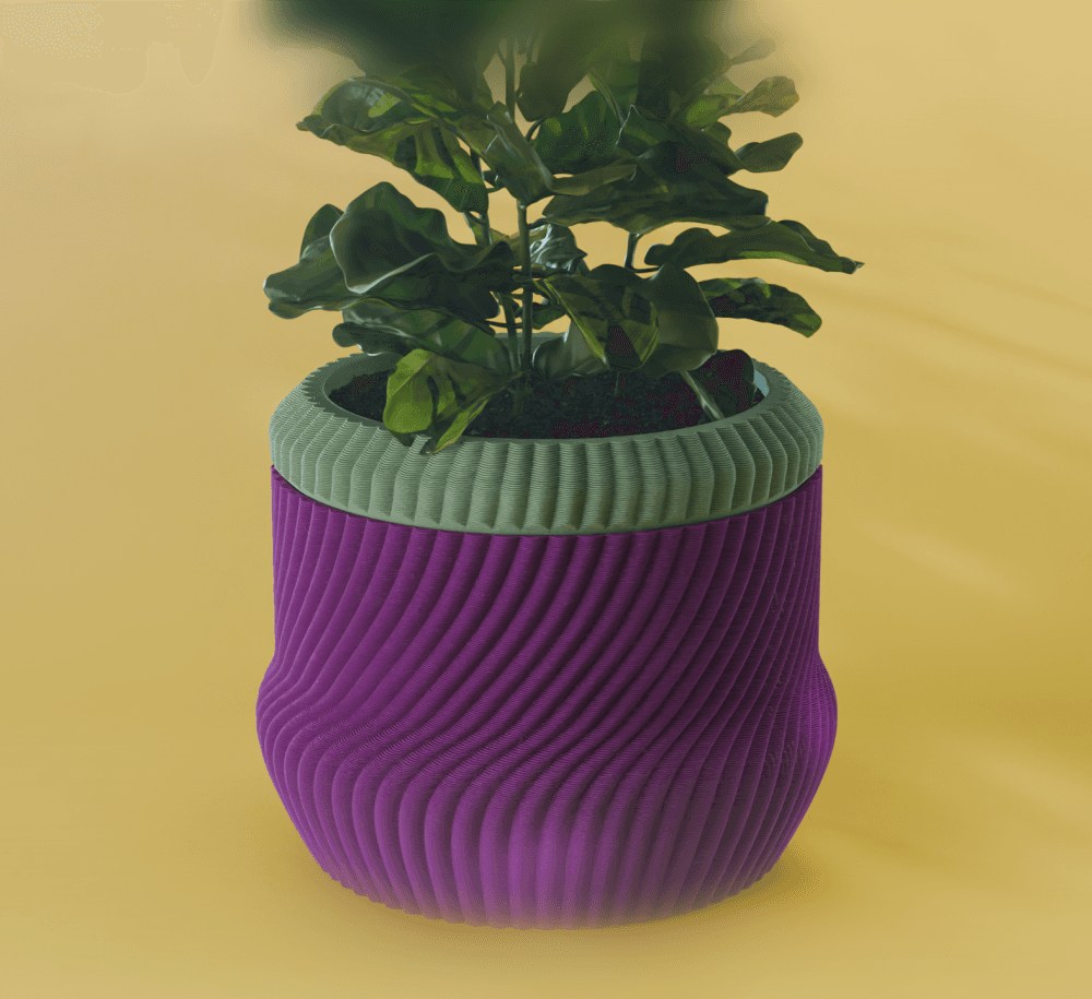 Yuki Planter Pot, Scalloped Bezier | Small, Medium, Large | Self Watering and Drip Tray 3d model