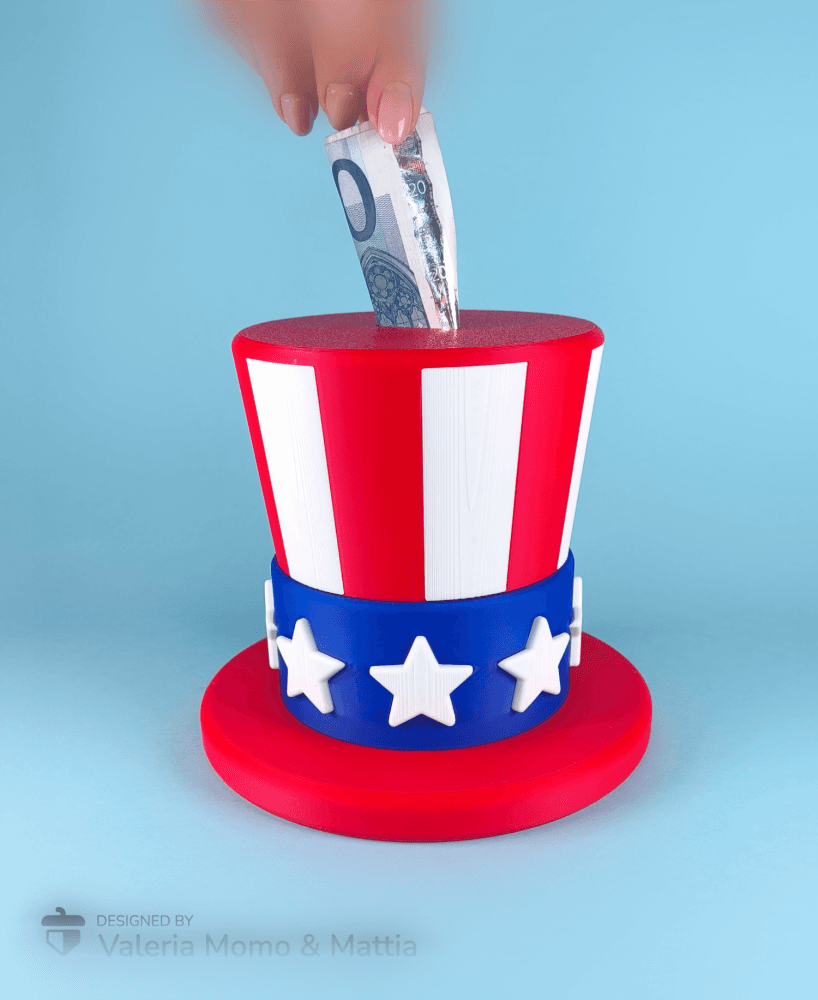 Uncle Sam Hat Container & PiggyBank, 4th July / Independence Day (2 versions) 3d model