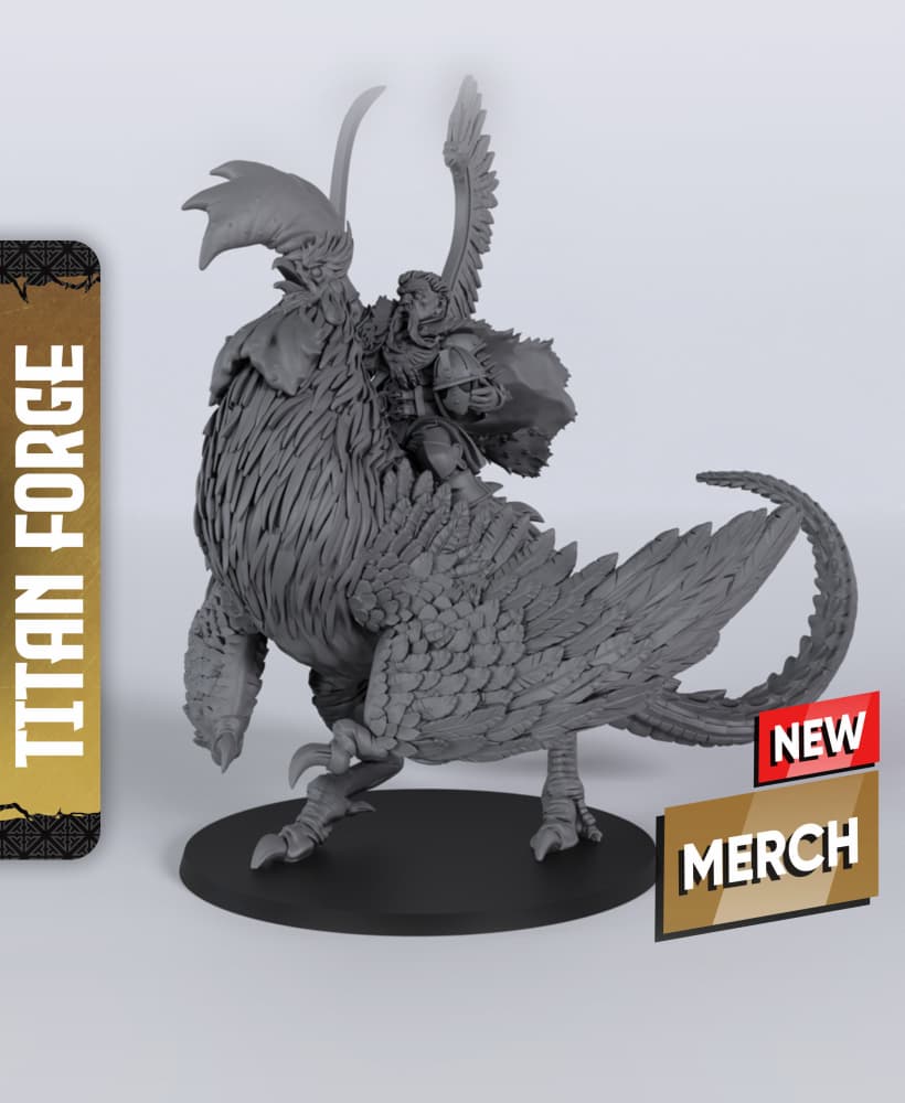 Marshal on Cockatrice - With Free Dragon Warhammer - 5e DnD Inspired for RPG and Wargamers 3d model