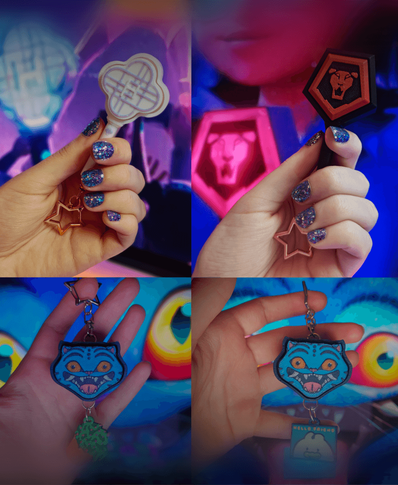 K-Pop Demon Hunters KKlicker Combo - Saja Light Stick, Huntrix Light Stick, and Derpy Tiger 3d model