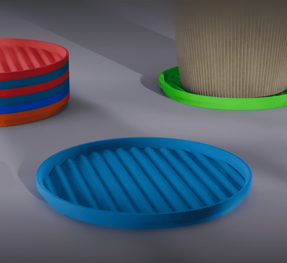 Stackable Wavy Circle Coaster Set 3D Print STL File | 3 Sizes 3d model