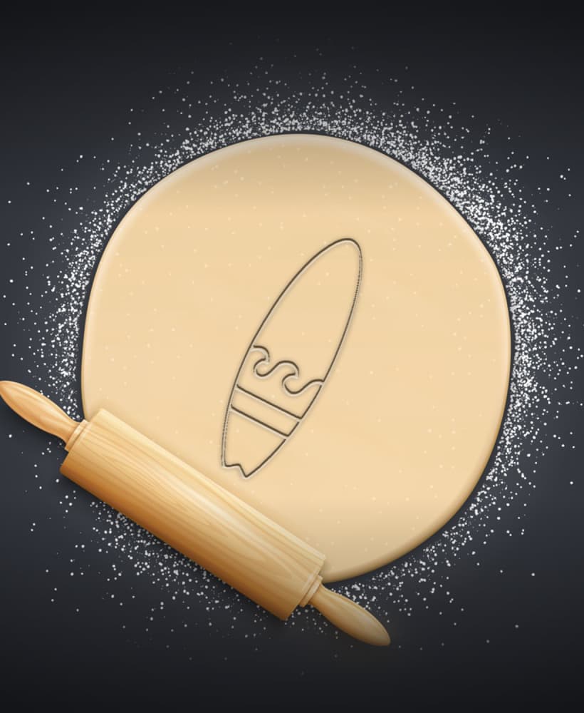 Surfboard Cookie Cutter, Biscuit Cutter 3d model