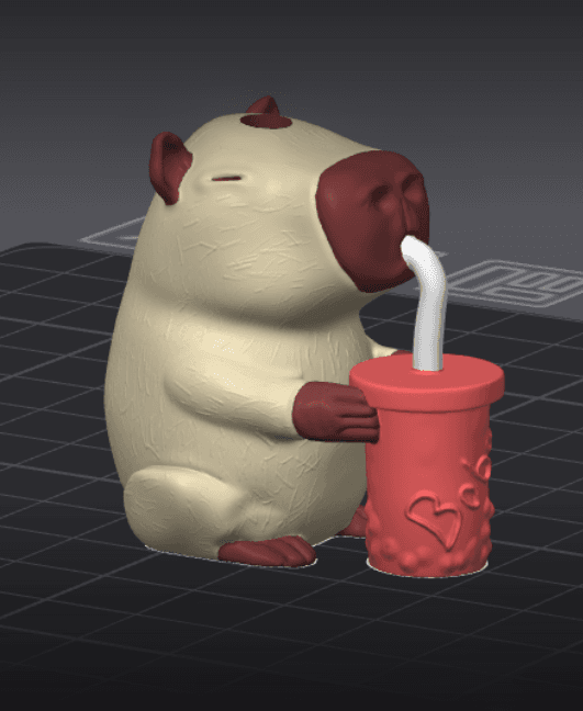 Capybara Boba Keychain 3d model