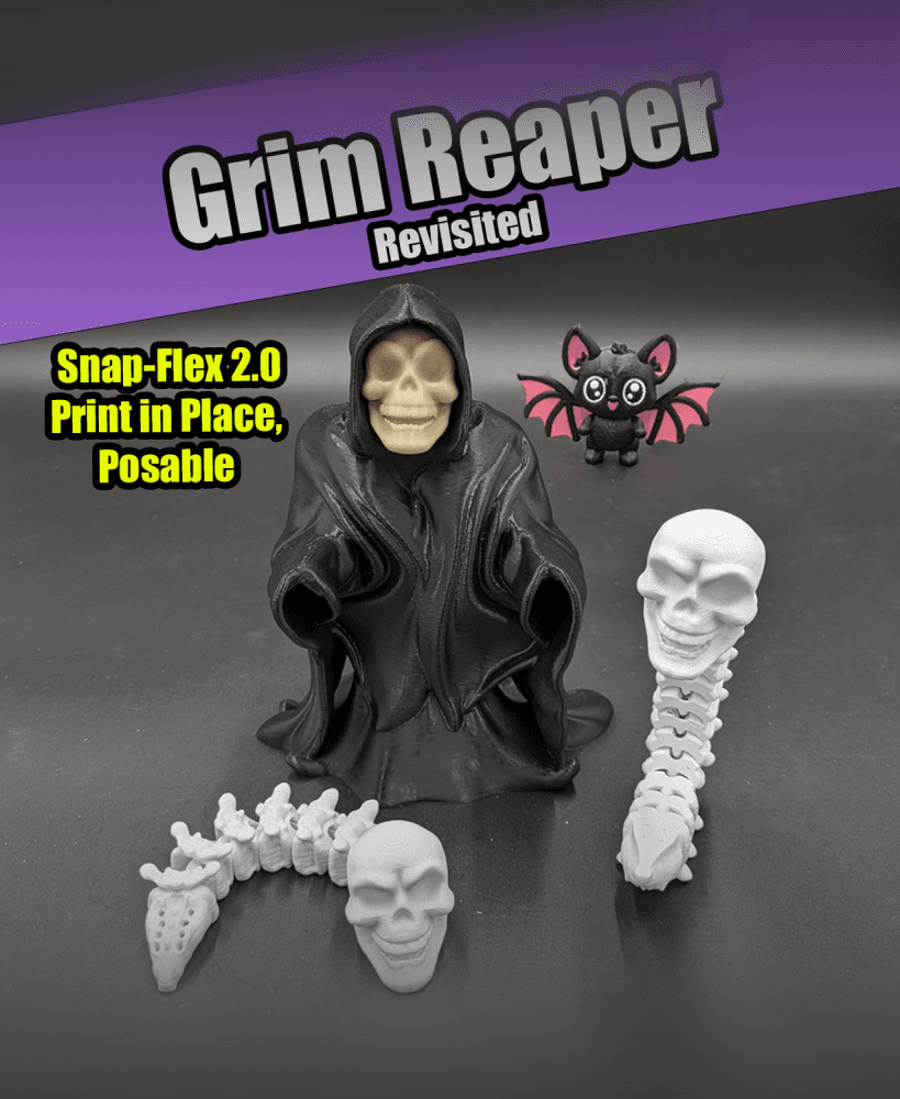 Grim Reaper, Slim Reaper Revisited - Articulated Snap-Flex Fidget Toy 3d model