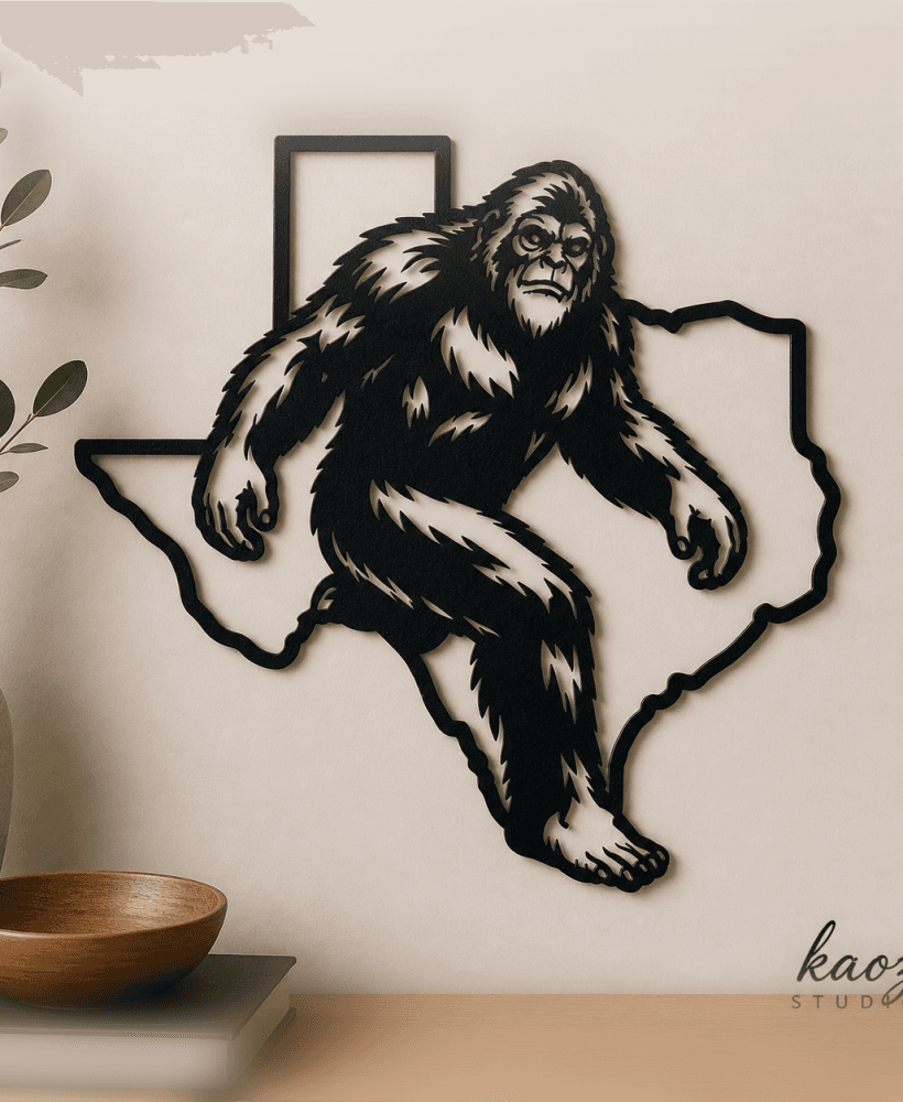 Sasquatch Texas Outline Design Wall Art Home Decor 3d model