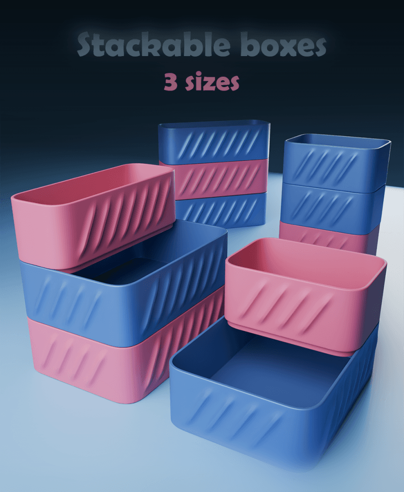 6x Stackable Boxes 3d model