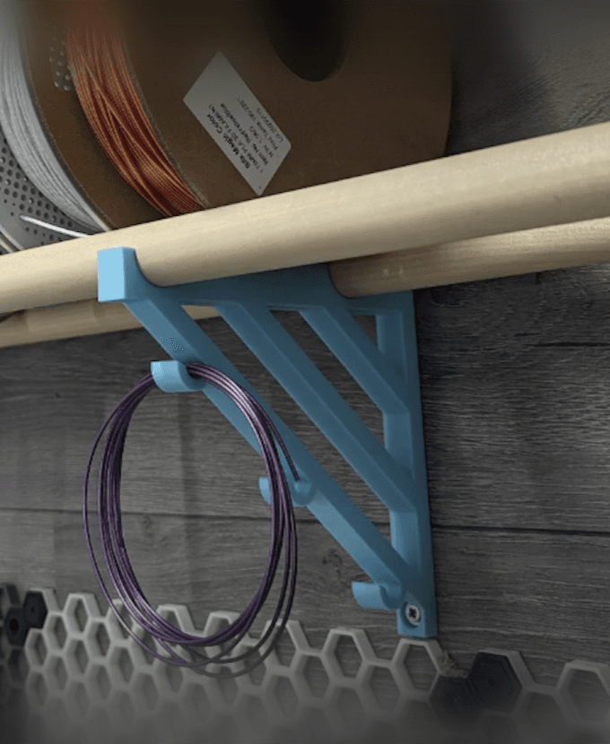 Dowel Rod Filament Spool Shelf 3d model