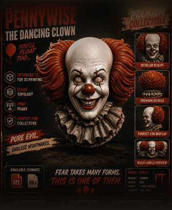 Pennywise from the 1990's TV Series Headbust 3d model