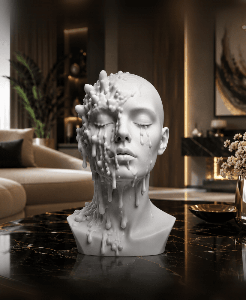 Melting Soul Bust STL | Surreal Female Sculpture | Modern Art Statue | Abstract Decor 3d model