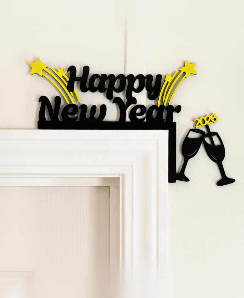 3D Happy New Year 2026 Door Corner Decor Holiday STL File Digital Download NO AMS Needed. 3d model