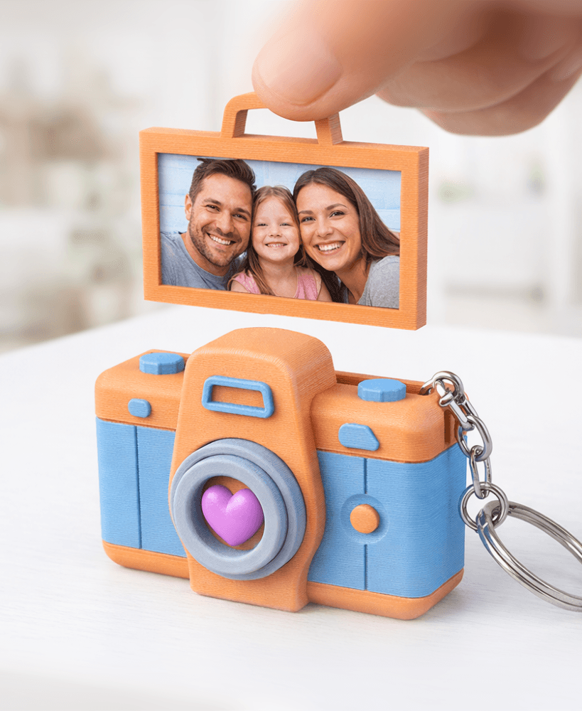 Camera Photo Frame Keychain | Custom Picture Keyring | Instax Mini Fidget Cam 3d model