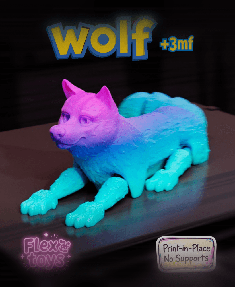 FlexiโฏWolf โ PrintโinโPlace Animal Toy 3d model