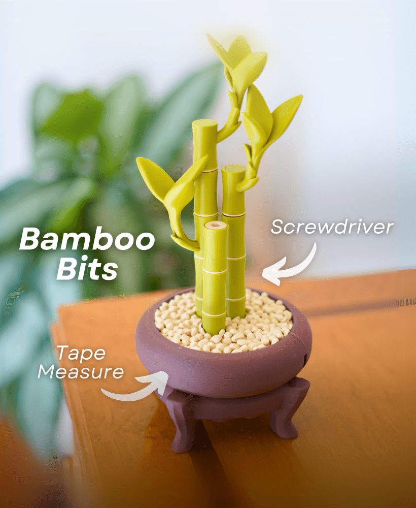 Bamboo Bits - Toolbox on your Table - Screwdriver, Tape measure, Tool Storage 3d model