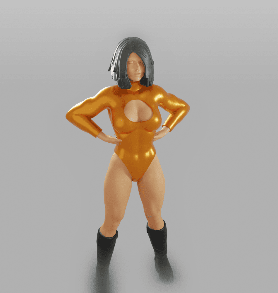 Hero Girl in a Powerful Stance v2 3d model