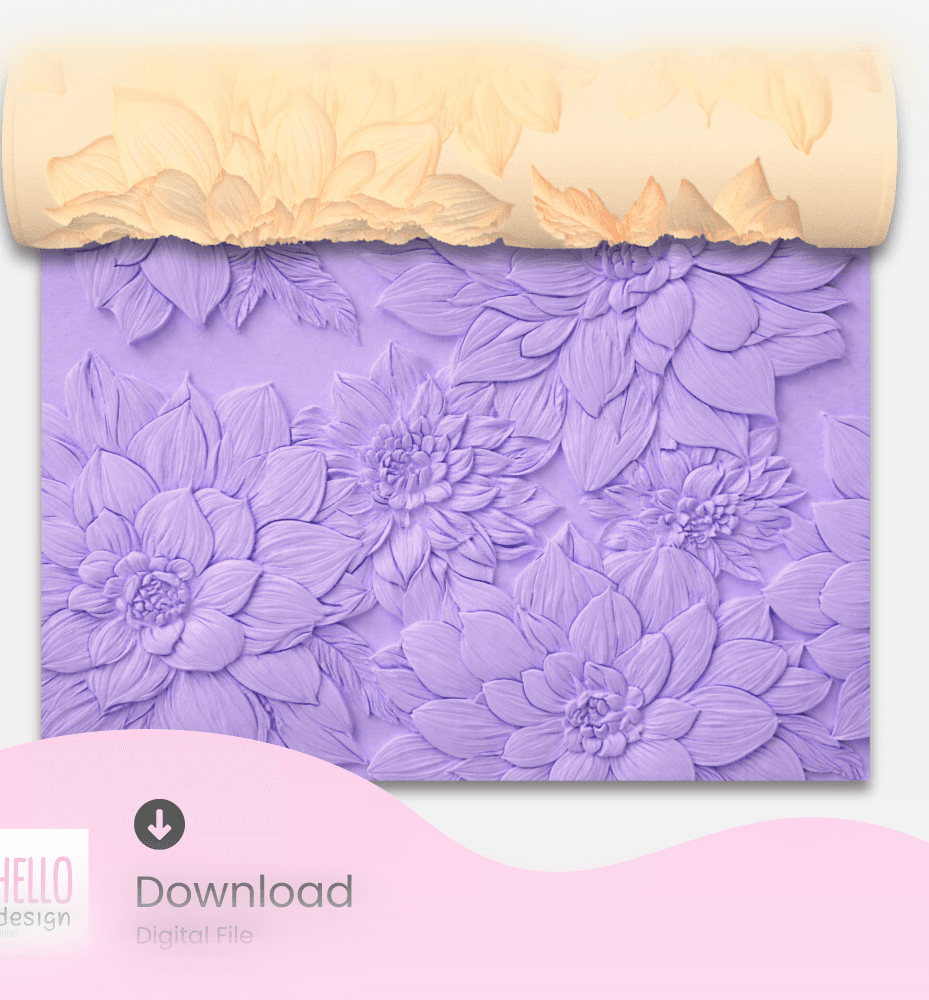 Dahlia Flower Texture Roller – STL File for 3D Printing | Polymer Clay & Pottery Embossing Tool 3d model