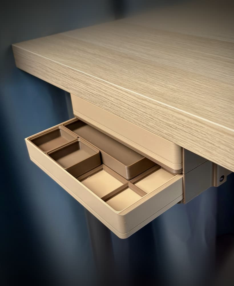 Modular Under Desk Drawer 2x4 Gridfinity | Push Lock 3d model