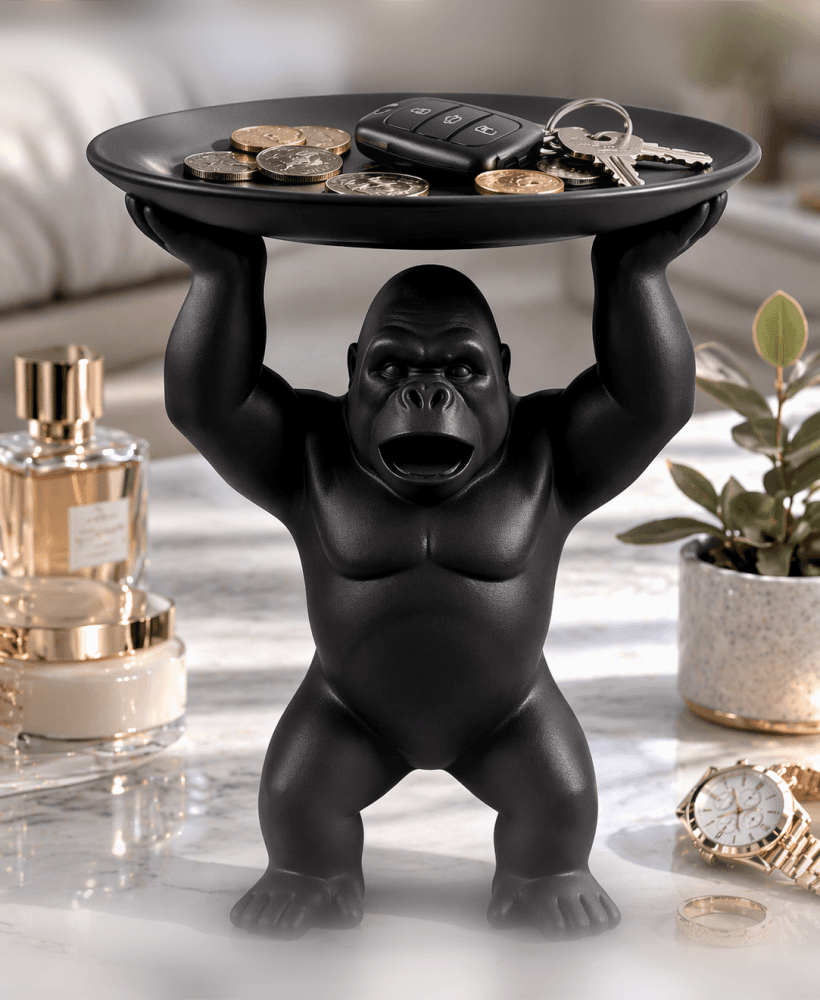 Gorilla Statue Tray STL – Decorative Jewelry Dish & Display Holder 3d model