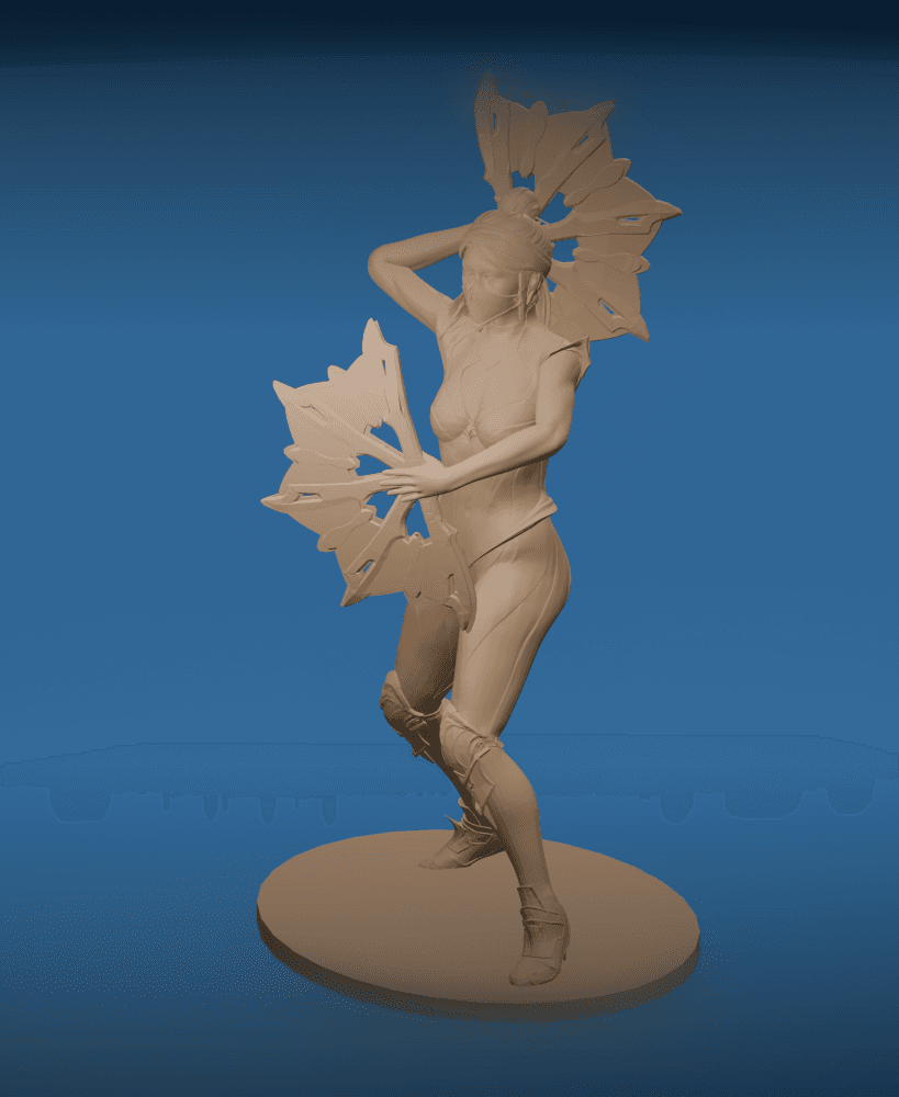 Asian Woman Fan Fighter v2.0 3d model