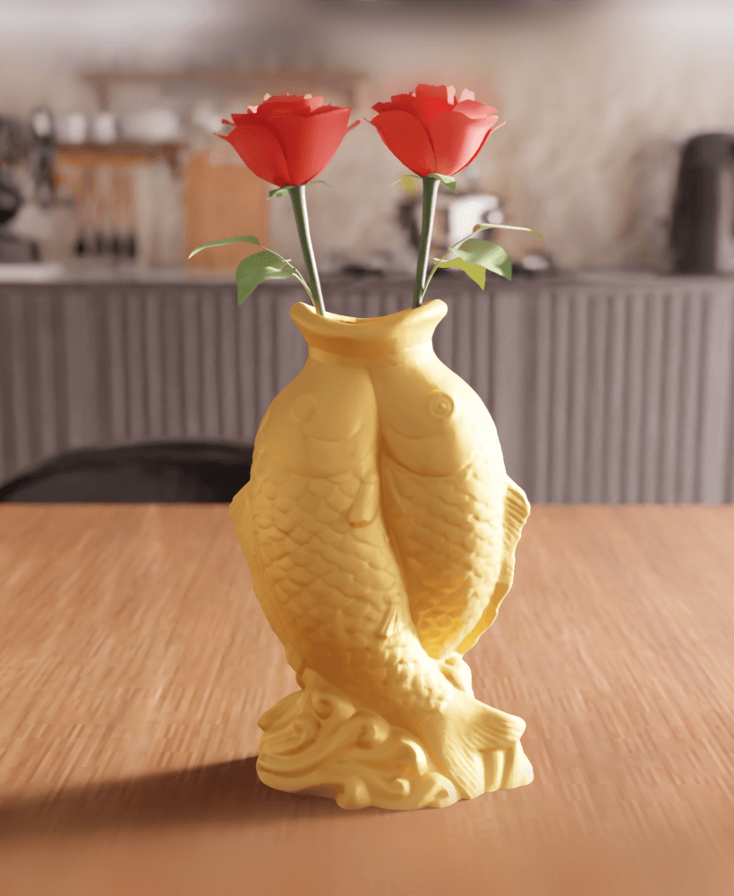 Feng Shui Twin Koi Fish Vase 3d model
