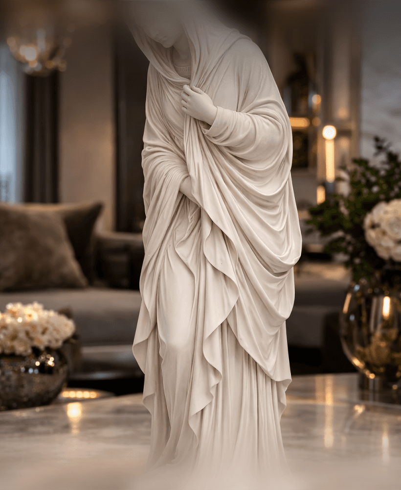 Praying Veiled Woman Statue STL – Sacred Marble Sculpture for 3D Printing 3d model