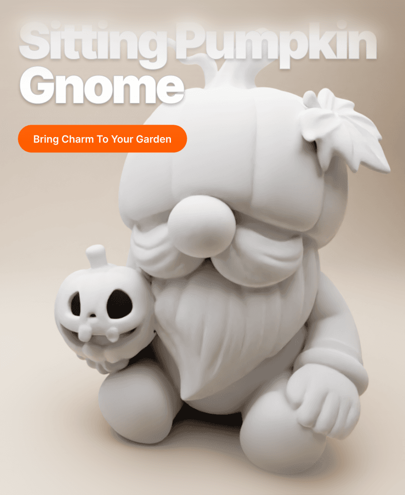 Sitting Pumpkin Gnome – Halloween 3D Printable Figurine with Mini Jack-o'-Lantern 3d model