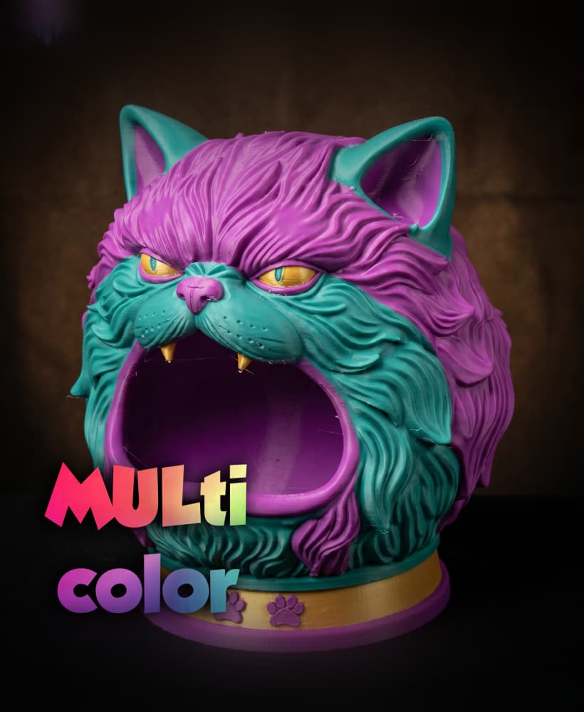 Demon Cat Bowl 3MF | Gothic Decor Multi-Color | Functional 3d model