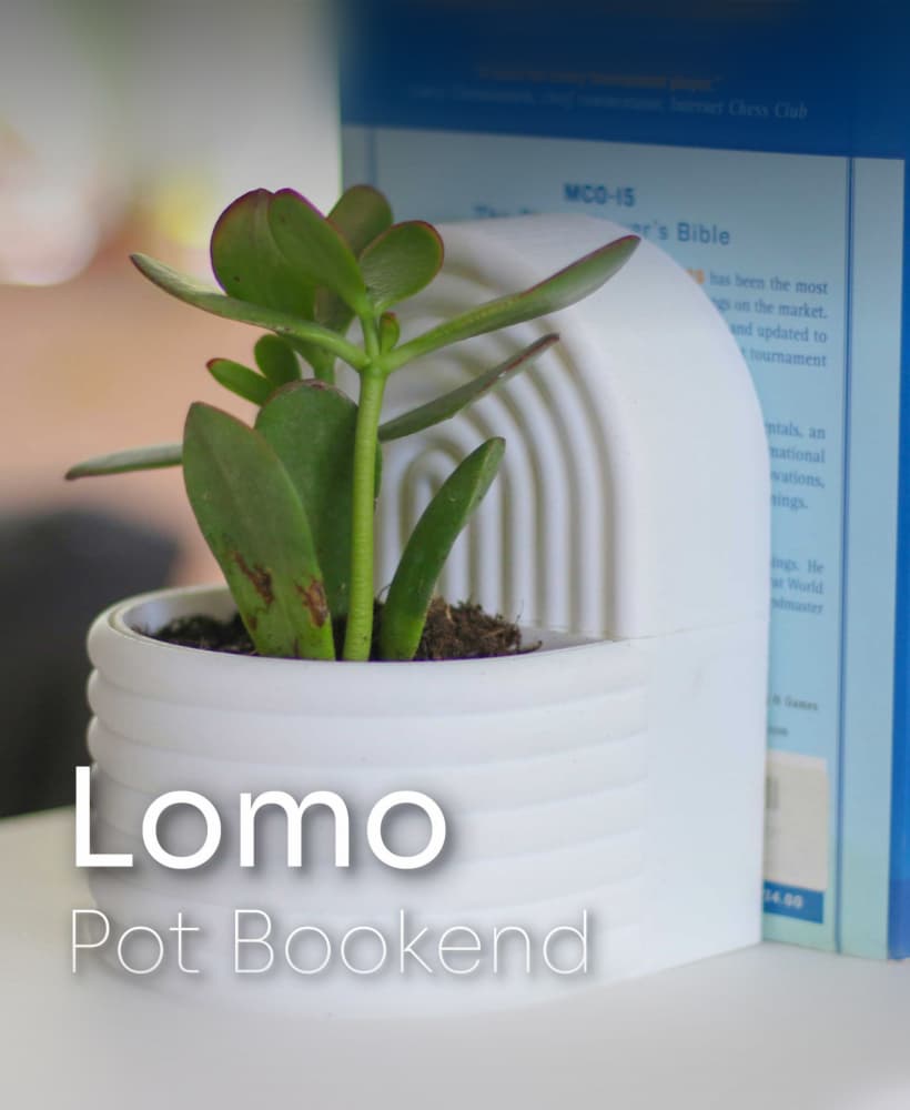 Modern Arc Bookend with Hidden Storage & Planter - Lomo 3d model
