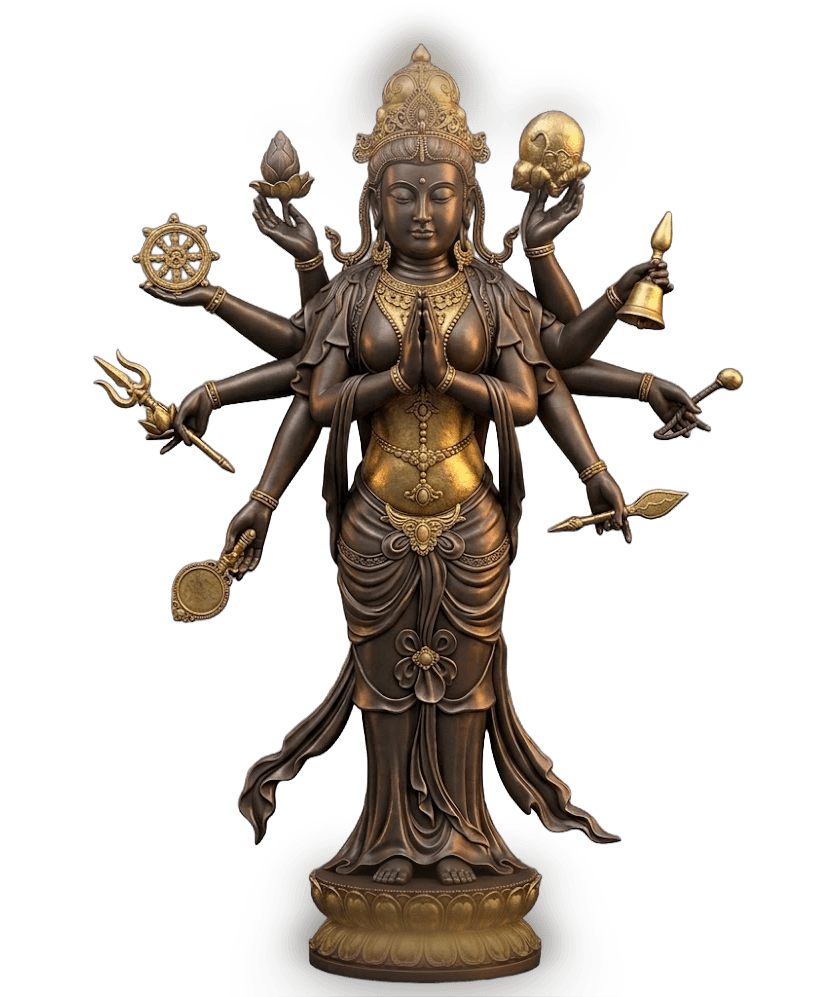Multi-Armed Divine Deity Relief | CNC Wood Carving & 3D Printing STL 3d model