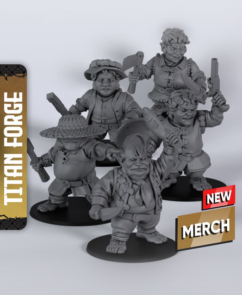 Halfling Militia - With Free Dragon Warhammer - 5e DnD Inspired for RPG and Wargamers 3d model