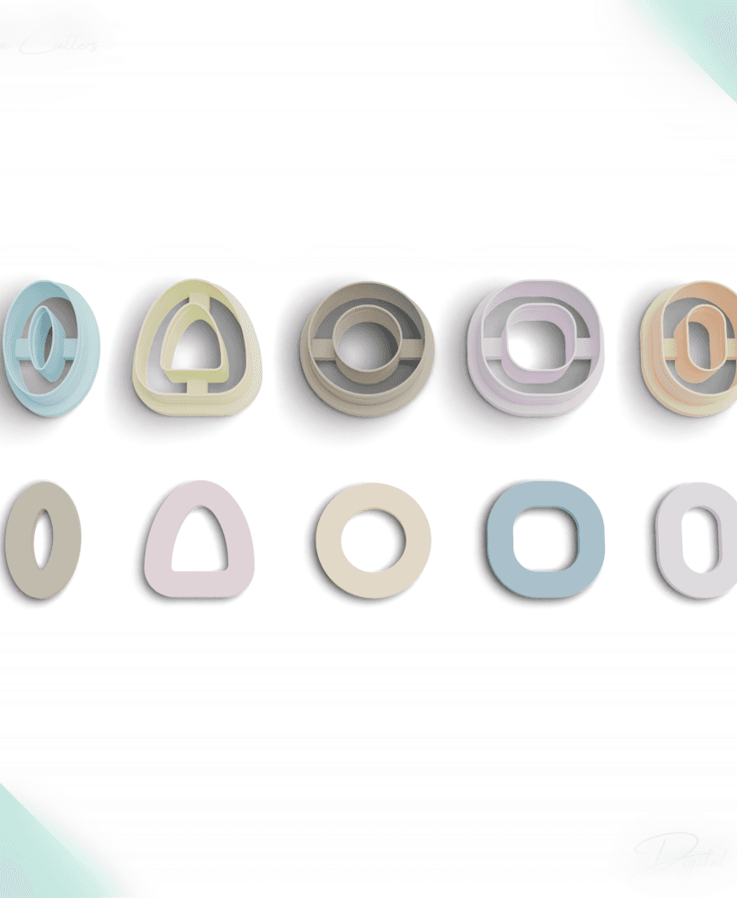 Donut Shapes Polymer Clay Cutter Package, 5 Models, 2 Cutter Version, 5 Sizes Included, No: 866 3d model