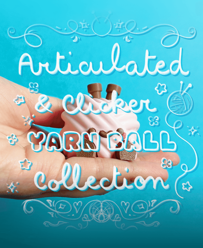 Cute Articulated & Clicker Yarn Ball | No AMS | Print-in-place | Support-free 3d model