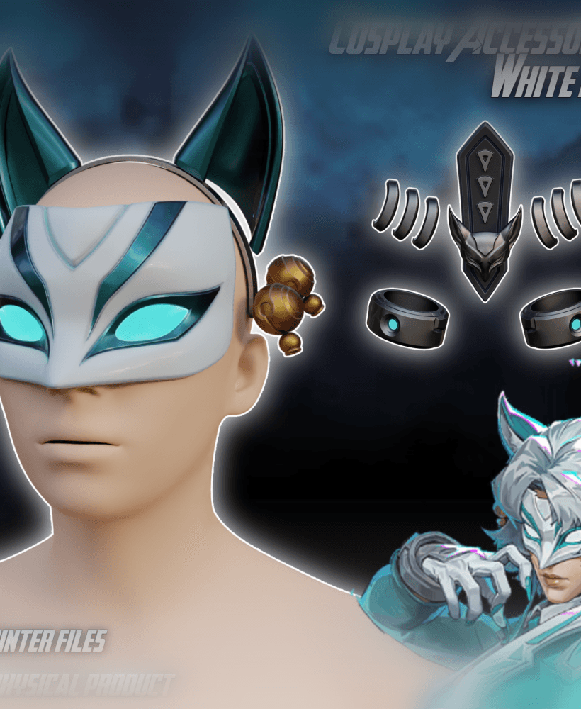 White Fox Cosplay Mask and Accessories Helmet Marvel Rivals 3d model