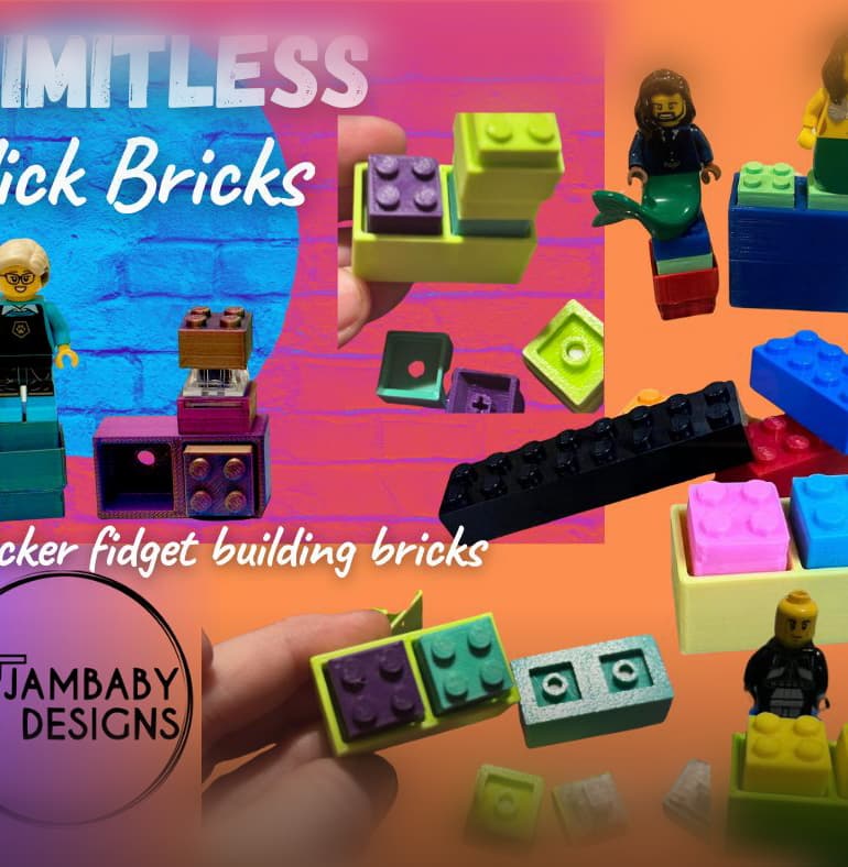 Limitless Click Bricks- Mix and match building bricks that CLICK!! 3d model