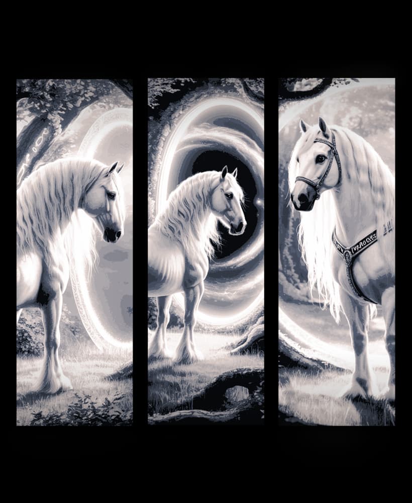 Mystical horse and the Norse Gateway to the Universe - Set of bookmarks 3d model