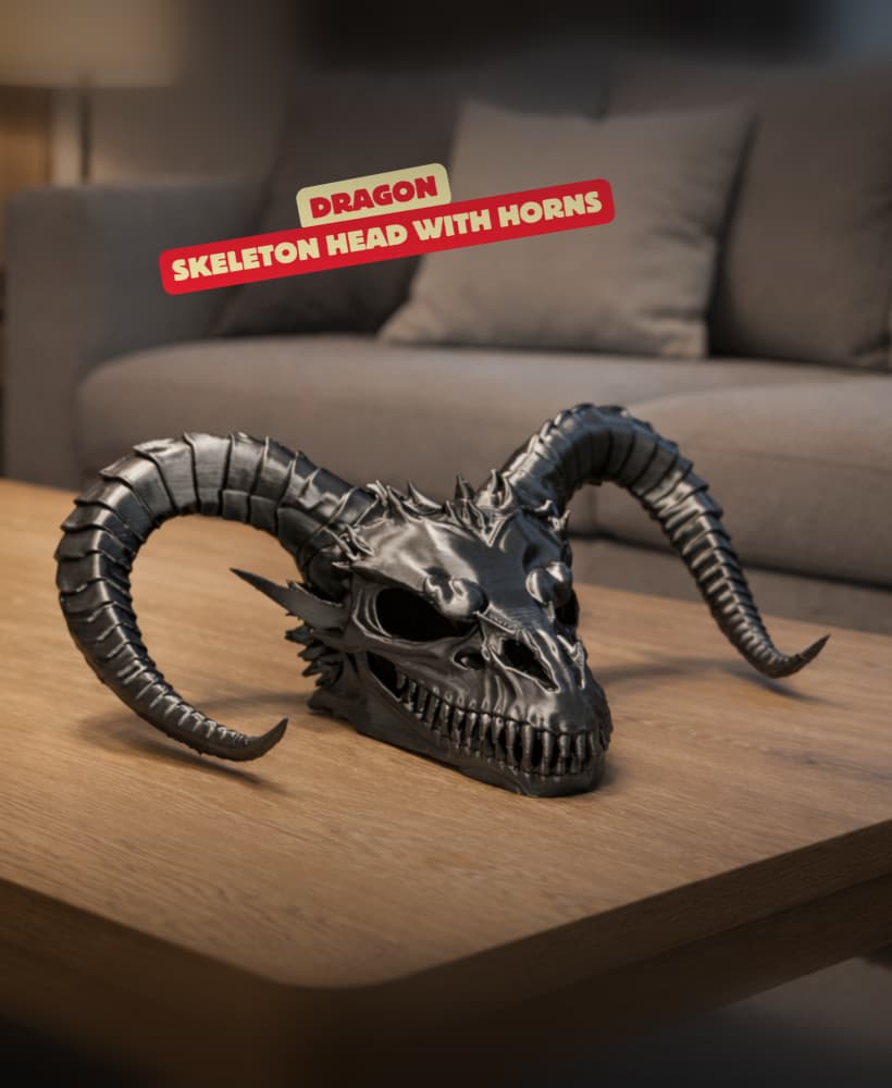 DRAGON SKELETON HEAD WITH HORNS / GOTHIC DECOR / HOMEDECOR / DECOR / SCULPTURE / ABSTRACT 3d model