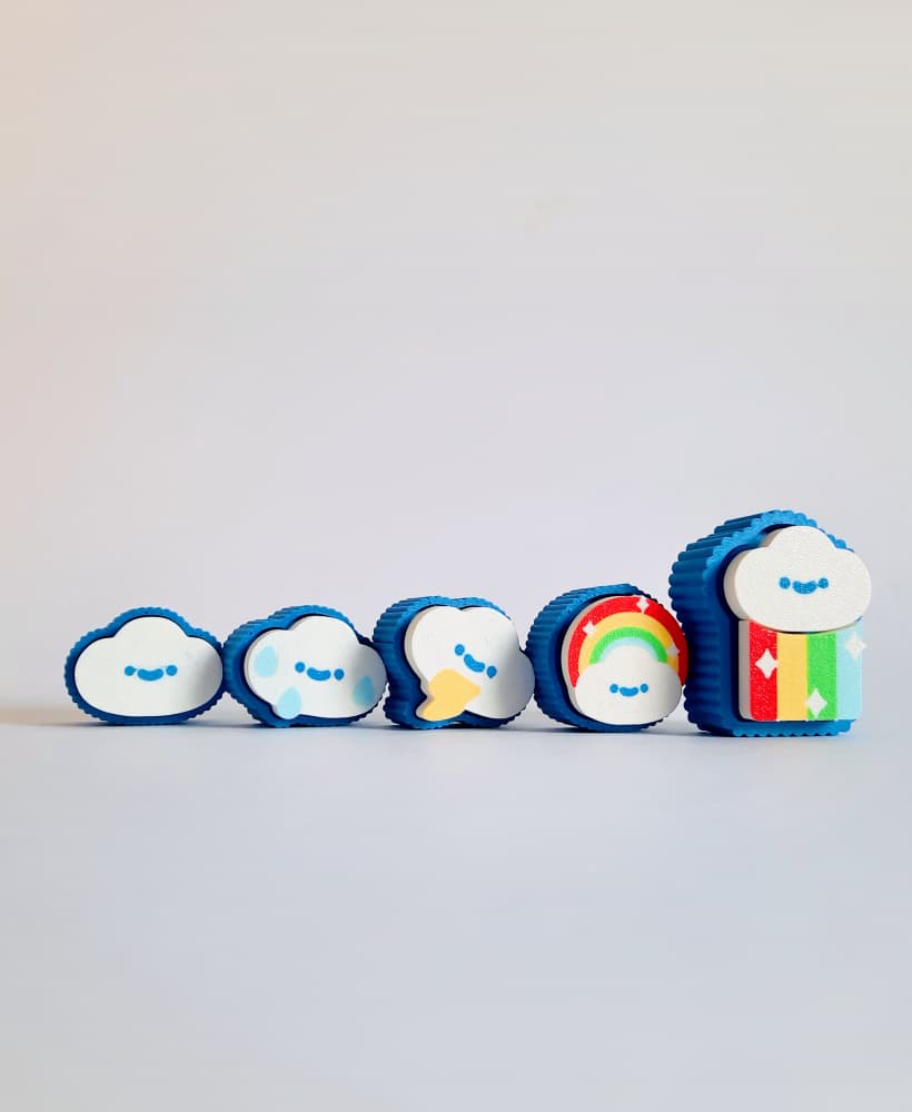 Cute Clicker Sky Collection | No AMS | Print-in-place | Support-free 3d model
