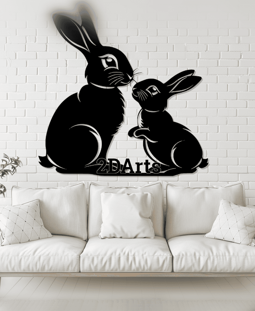Rabbit Baby and Mother 2D Wall Art/Window Art 3d model