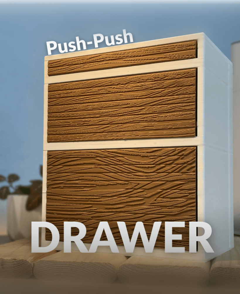 Push Push drawer, wooden texture, 3 sizes 3d model