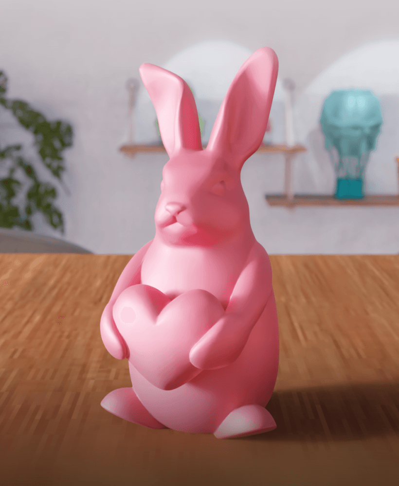 Minimalist Bunny Holding Heart 3d model